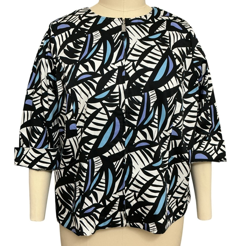 Bob Mackie Wearable Art Abstract Graphic Full-Zip Jacket sz 2X Maximalist Retro
